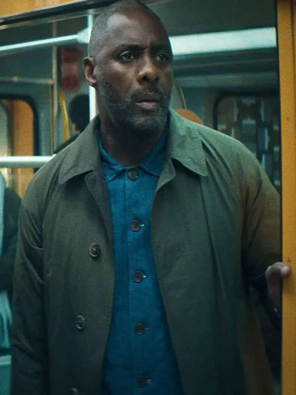 Idris Elba Hijack S02 Green Cotton Trench Coat
