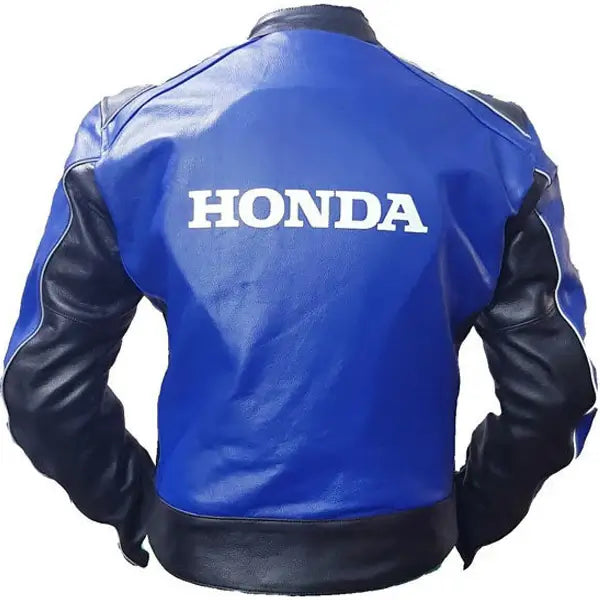 Honda Racing Blue Motorbike Riding Leather Biker Jacket