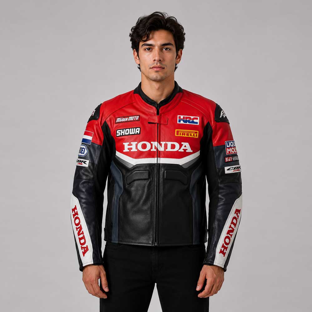 Honda Racing Cowhide Leather Motorcycle Jacket
