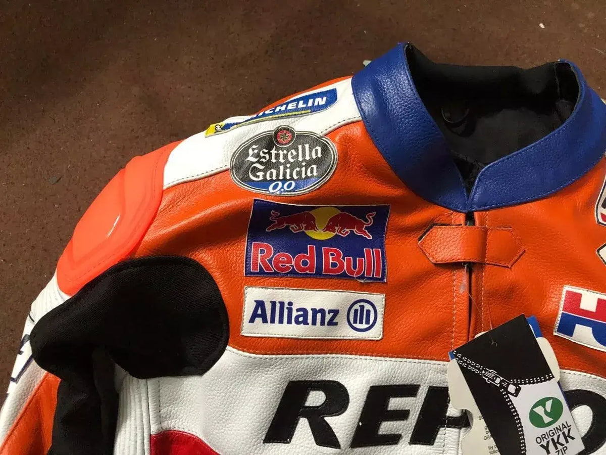 Honda Repsol Motorbike Racing CE Armored Genuine Cowhide Leather Biker Jacket