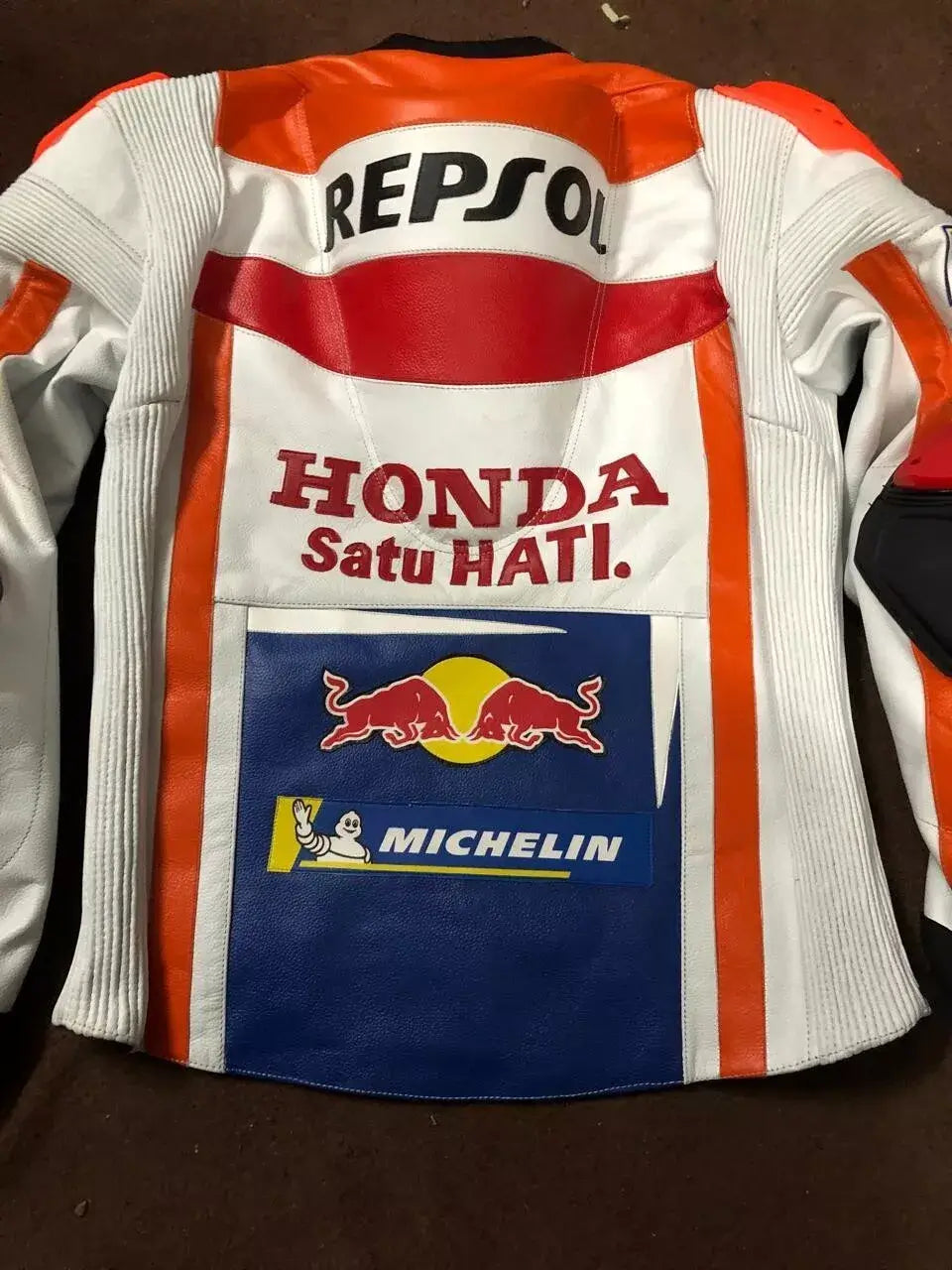 Honda Repsol Motorbike Racing CE Armored Genuine Cowhide Leather Biker Jacket