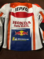 Honda Repsol Motorbike Racing CE Armored Genuine Cowhide Leather Biker Jacket