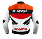 Honda Repsol Racing Motorcycle Cowhide Leather Biker Jacket