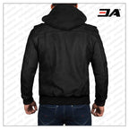 Edinburgh Black Hooded Leather Jacket