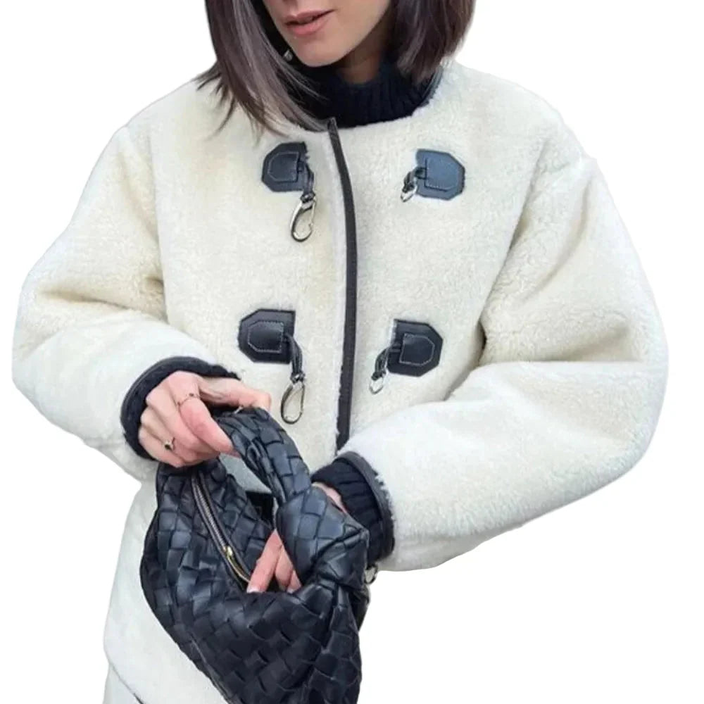 Classic Beige Womens Shearling Jacket