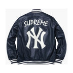 Supreme New York NY Yankees Varsity Red Leather Jacket
