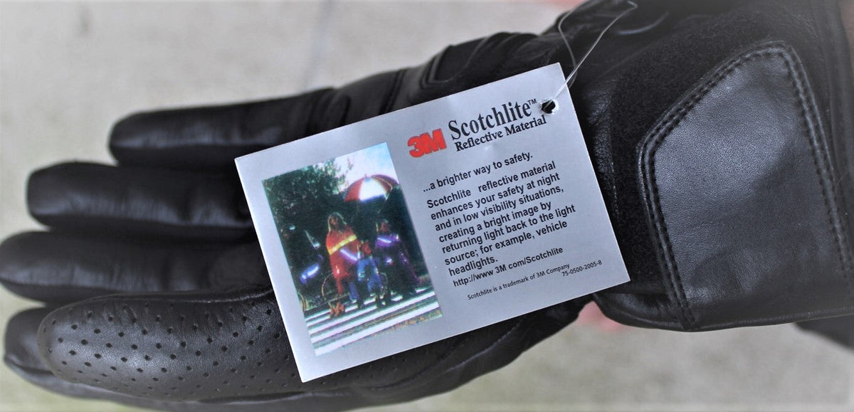 Motorcycle Black Scotchlite Touch Screen Campatible Gloves
