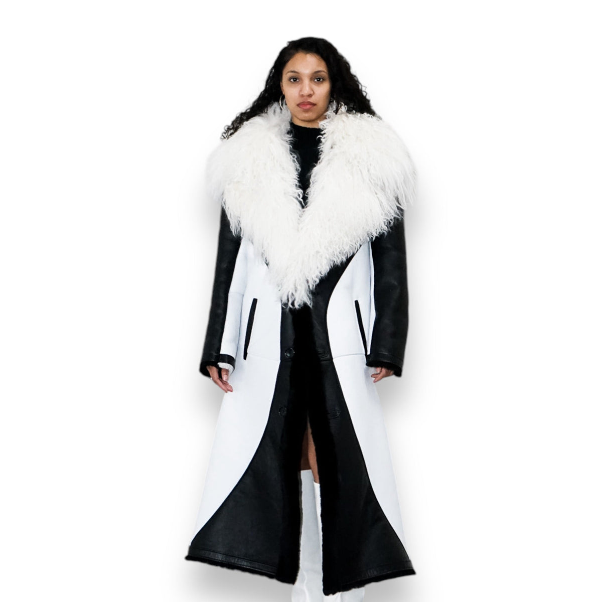 Trench Coat with Mongolian Lamb