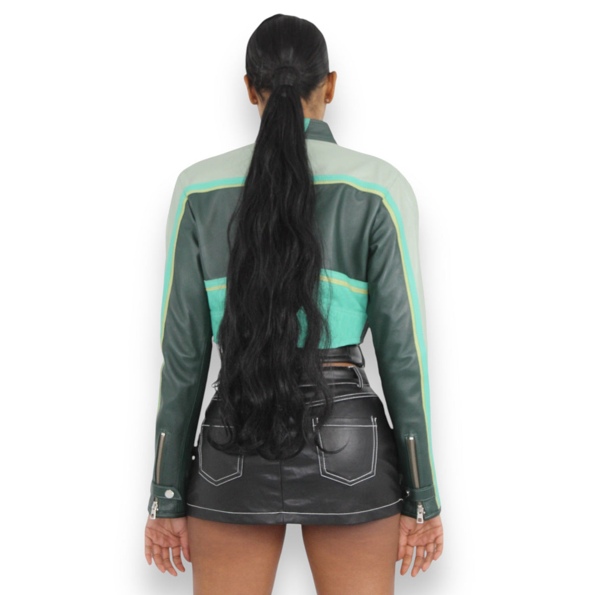 Cropped Leather Moto Jacket