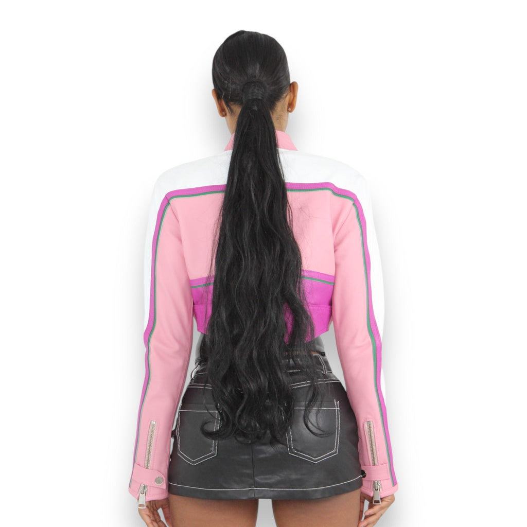 Cropped Leather Moto Jacket