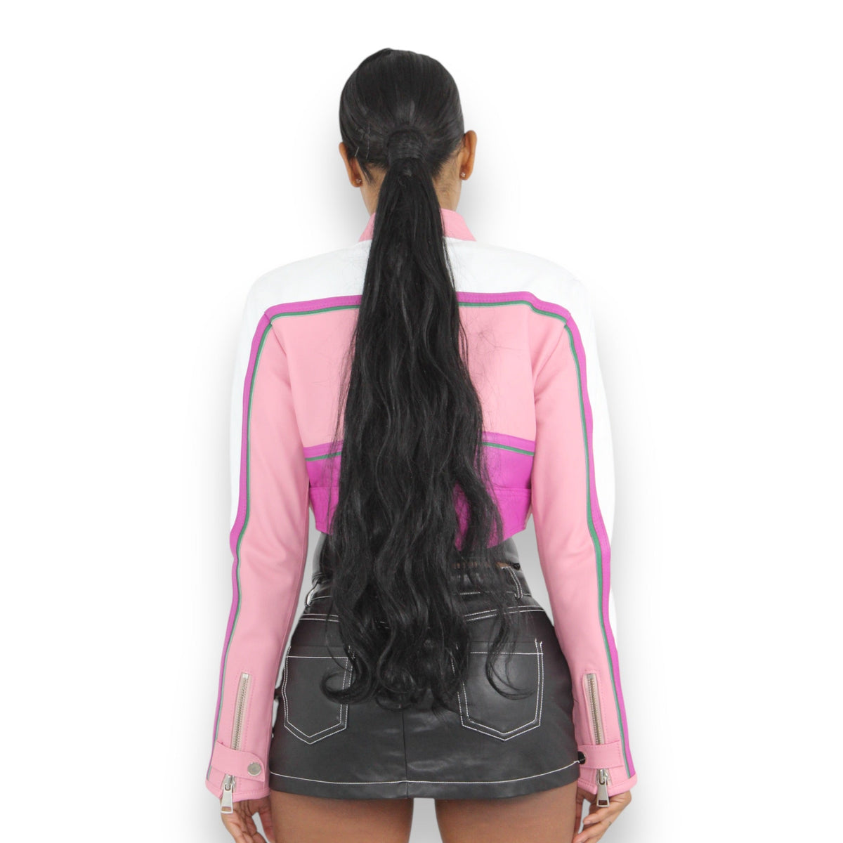 Cropped Leather Moto Jacket