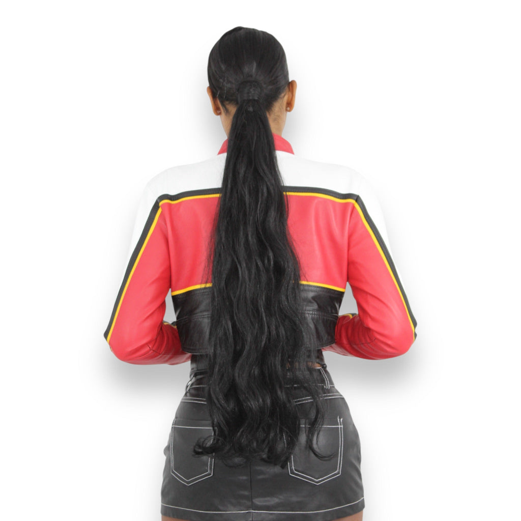 Cropped Leather Moto Jacket