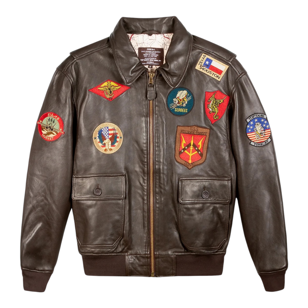 Top Gun® Official Signature Series Leather Jacket With Removable Mouton Collar
