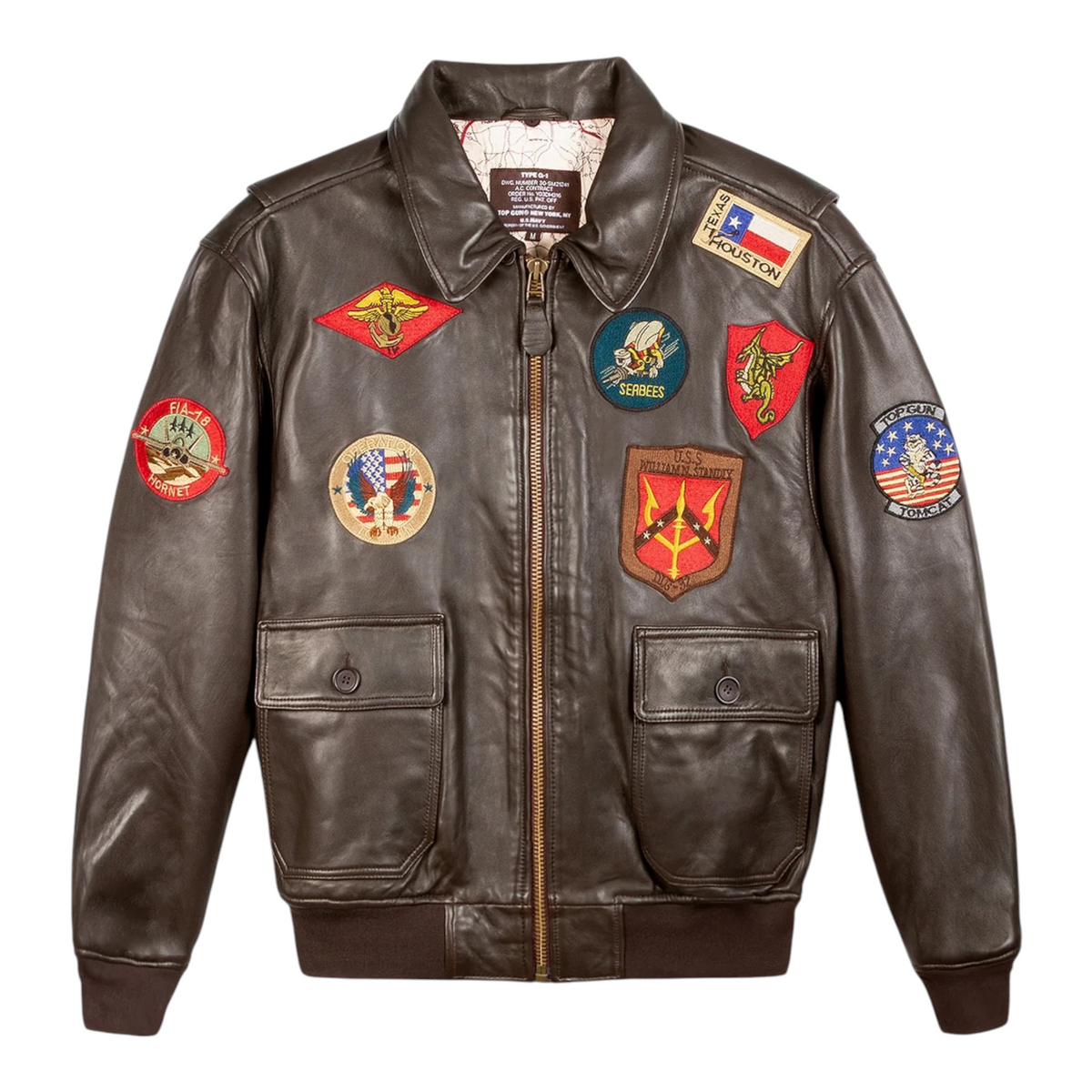Top Gun® Official Signature Series Leather Jacket With Removable Mouton Collar