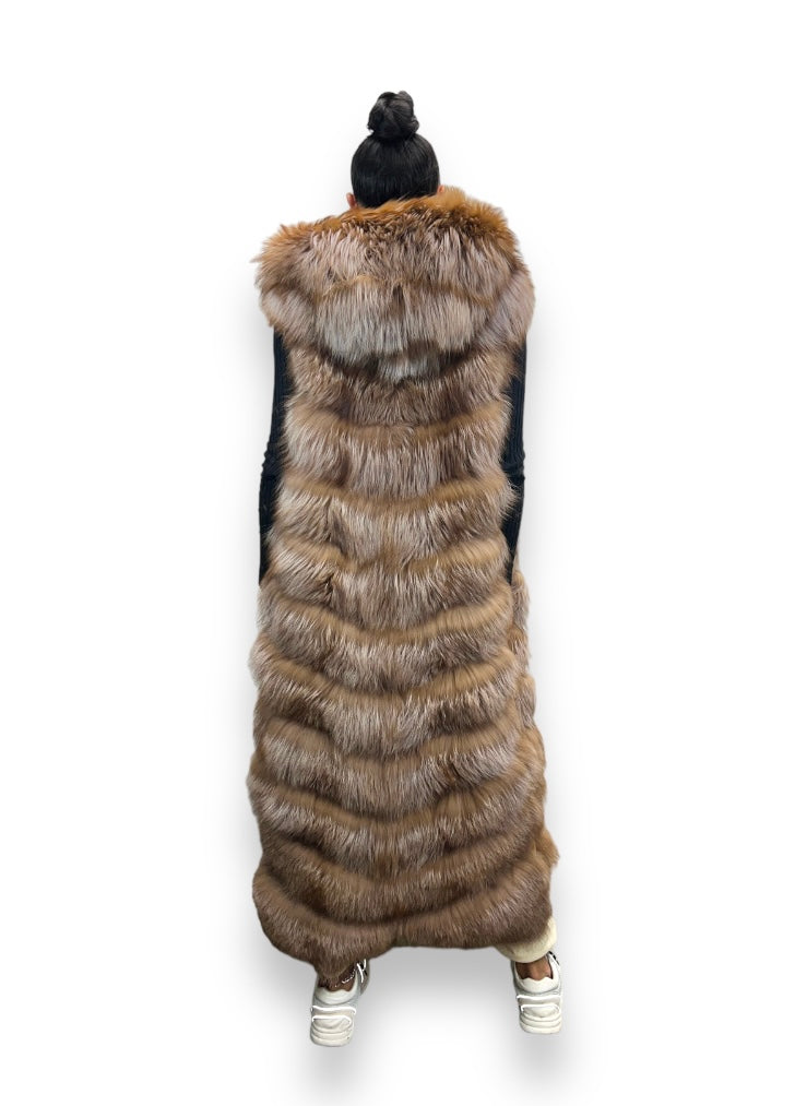 Full Length Fox Vest with Hood