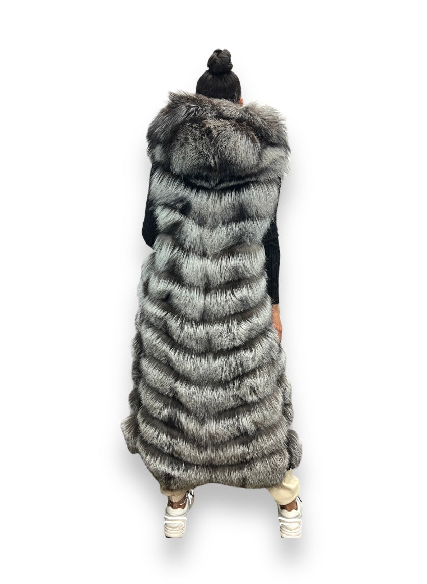 Full Length Fox Vest with Hood