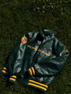 Porsche Vintage Leather Bomber Jacket - Green Edition