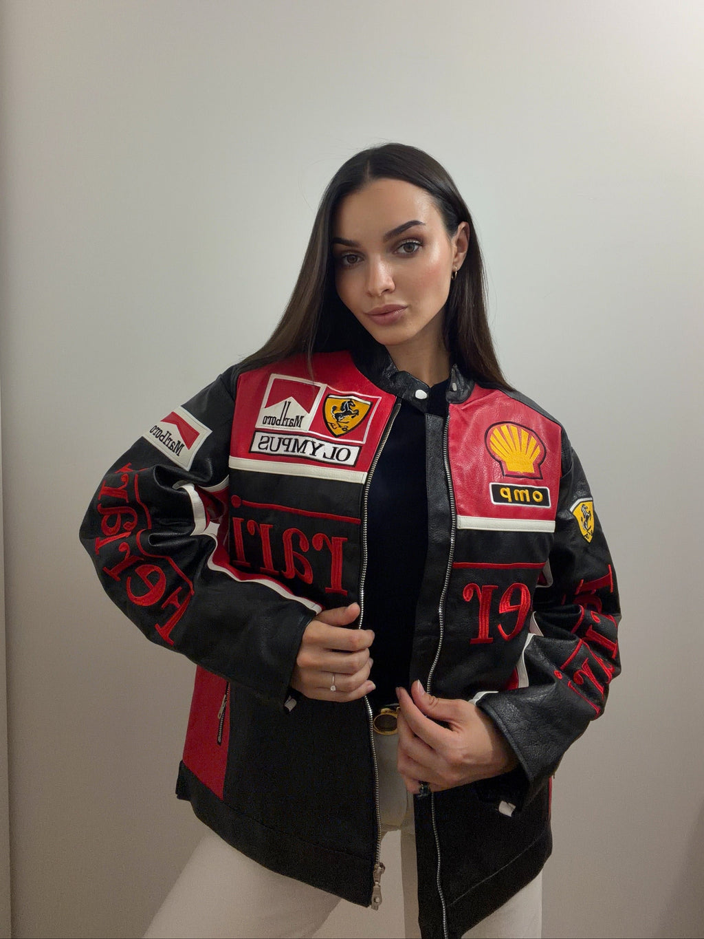 Ferrari Leather Racing Jacket - Black & Red