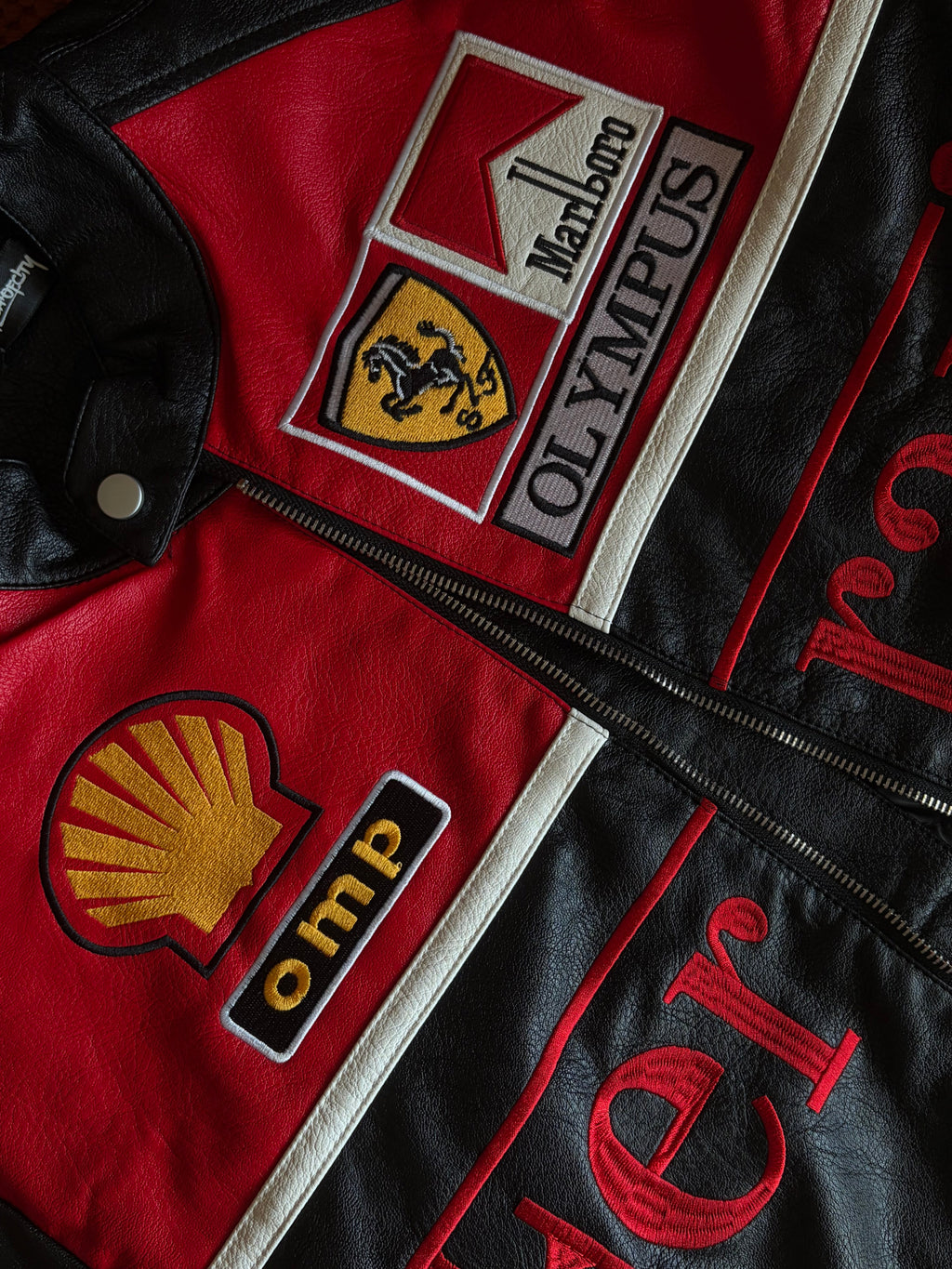 Ferrari Leather Racing Jacket - Black & Red