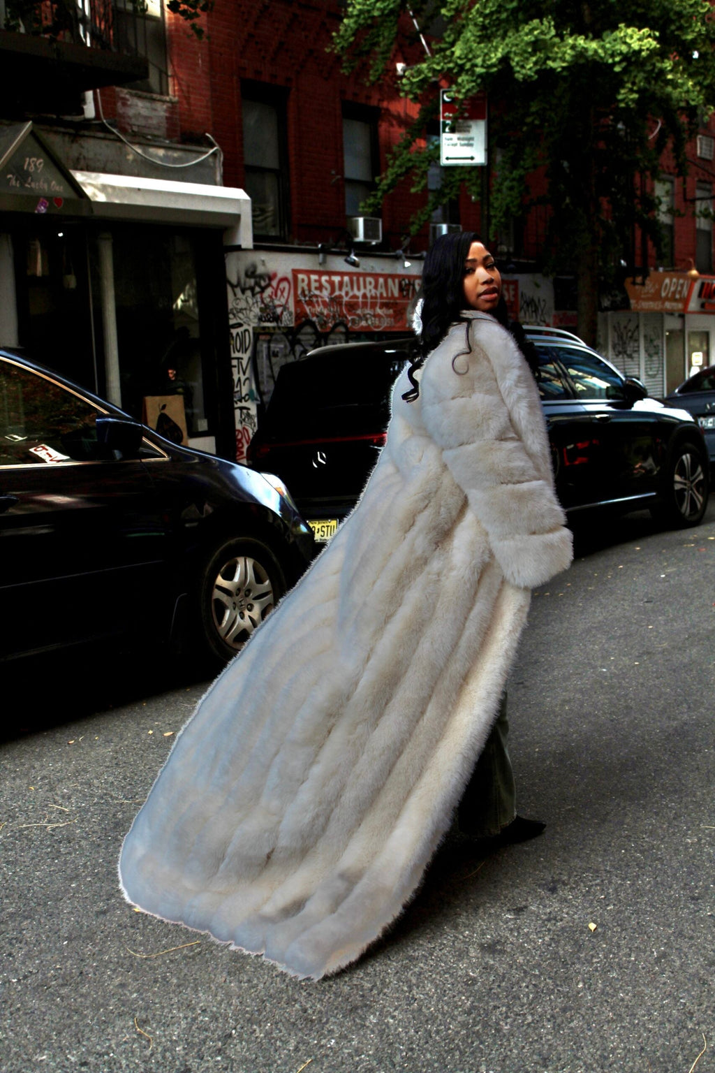 Faux Full Length Dragging Coat