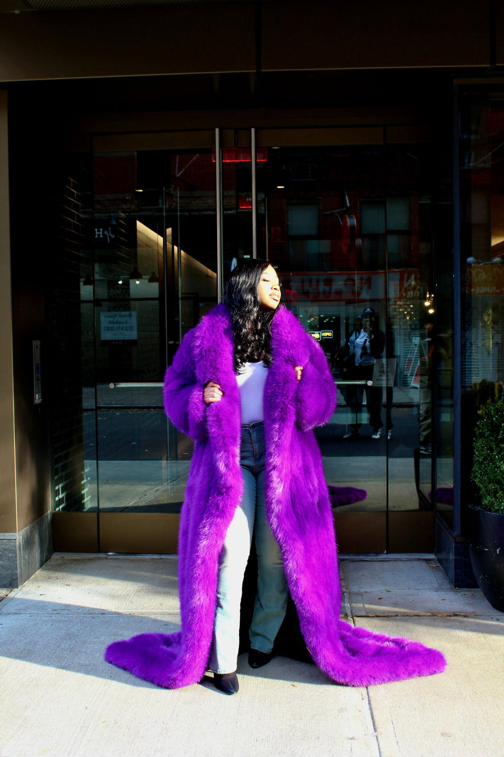 Faux Full Length Dragging Coat