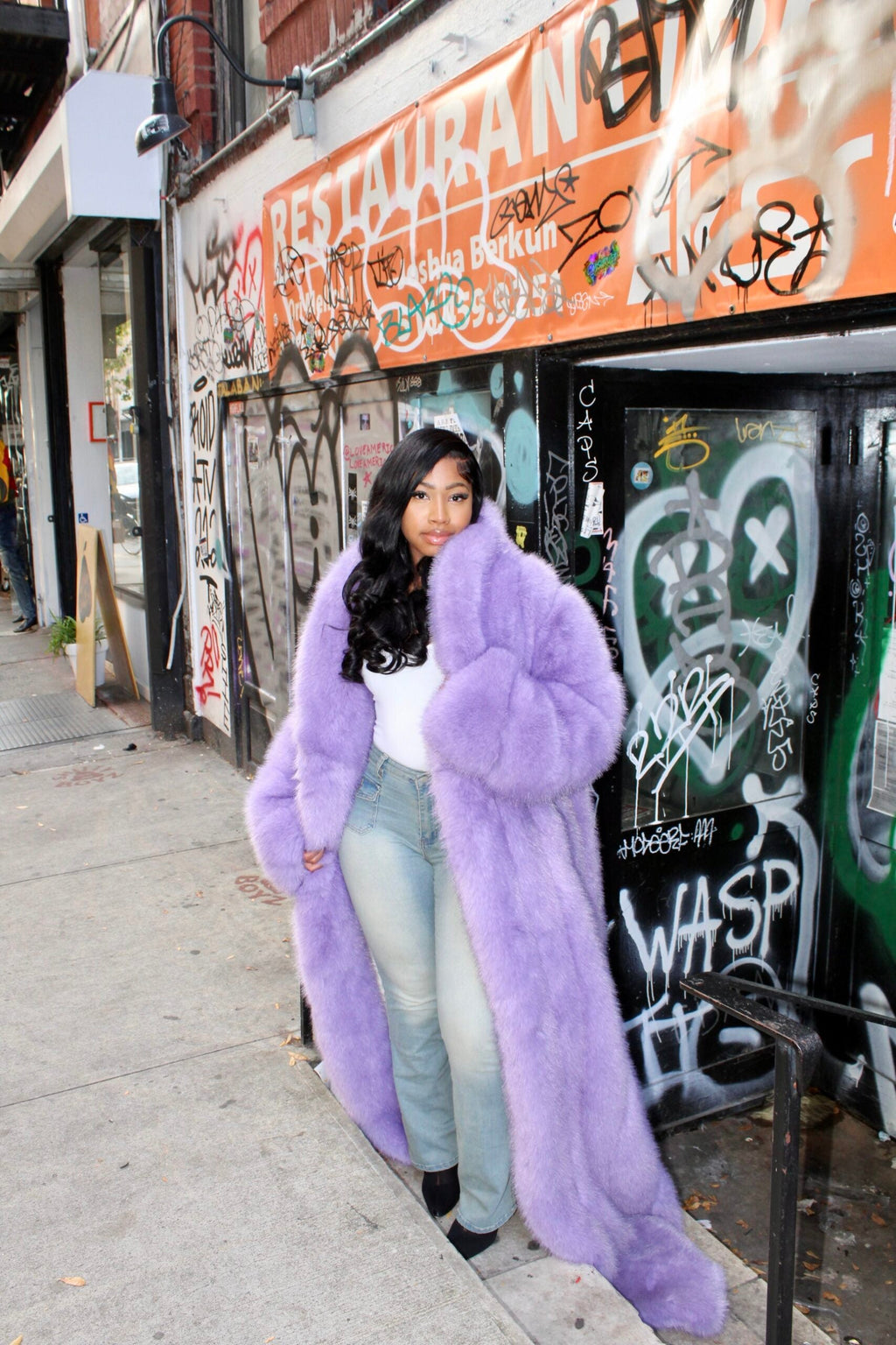 Faux Full Length Dragging Coat