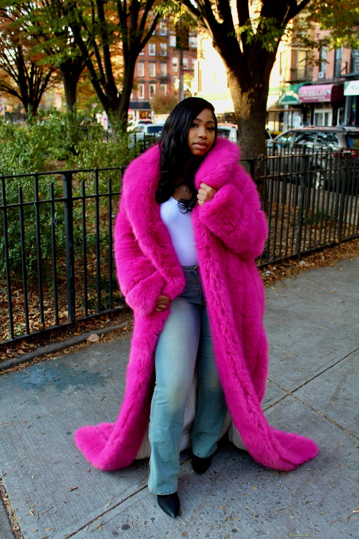 Faux Full Length Dragging Coat