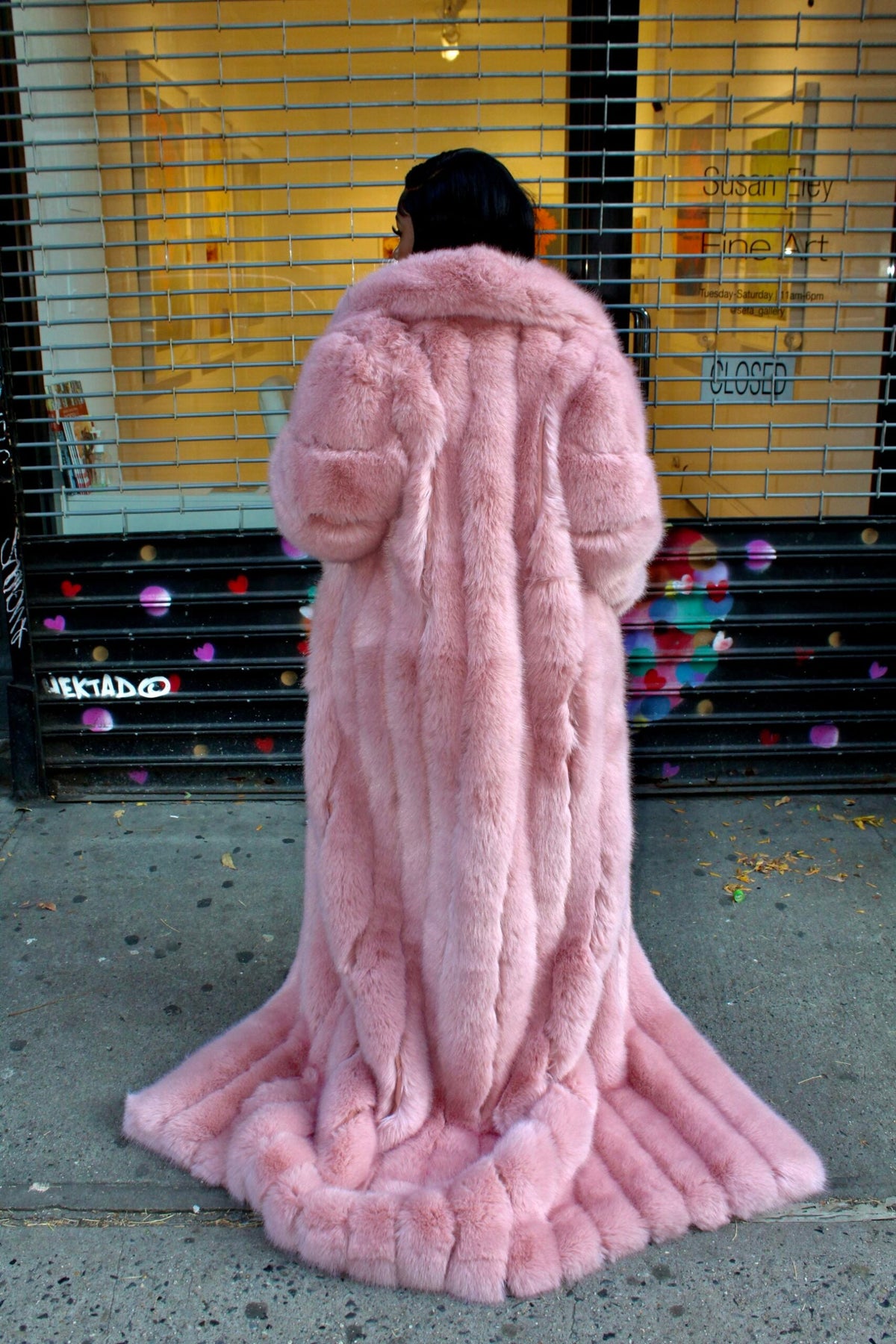 Faux Full Length Dragging Coat