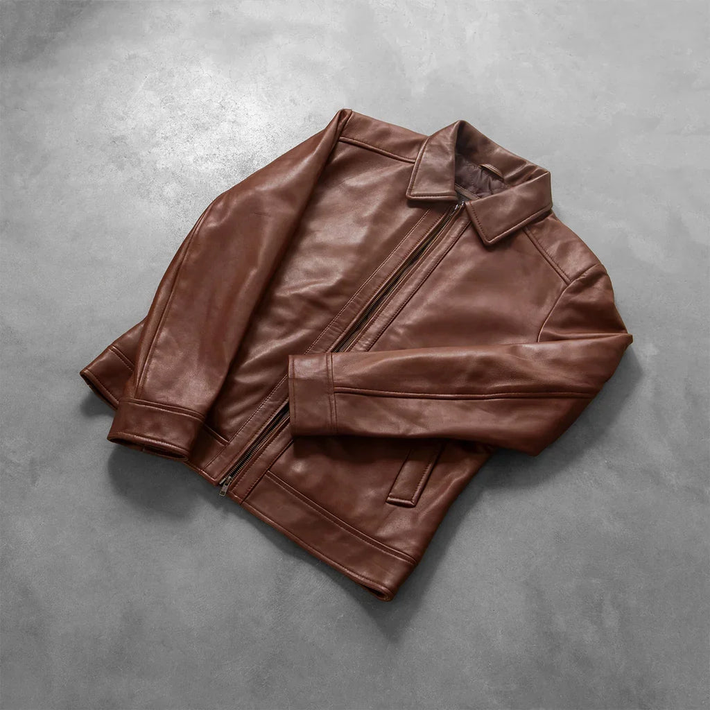 Inferno Brown Leather Jacket for men's
