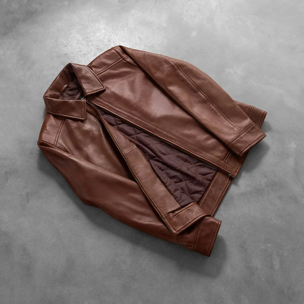 Inferno Brown Leather Jacket for men's