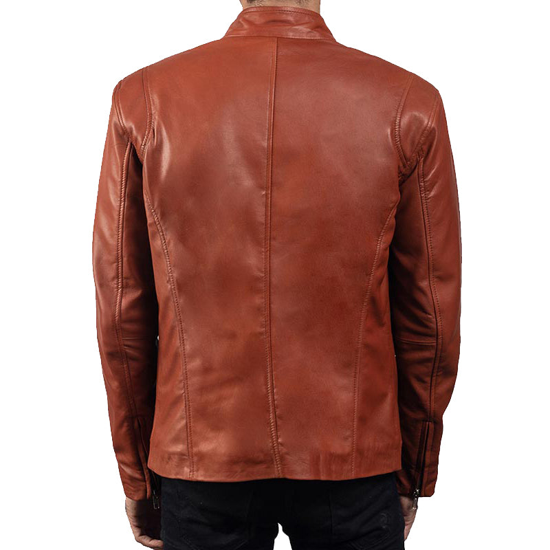 Men’s Tan Brown Biker Leather Jacket