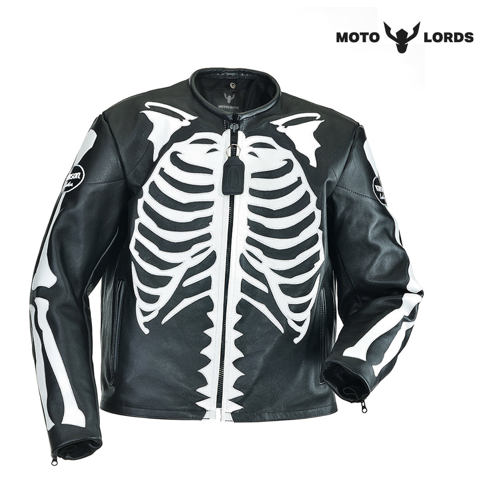 Plus Size Bones Flat Track Leather Jacket  Handmade