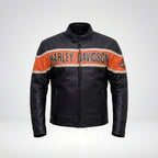 Men’s Harley-Style Distressed Black Leather Jacket – Vintage Heritage Edition
