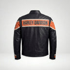 Men’s Harley-Style Distressed Black Leather Jacket – Vintage Heritage Edition
