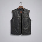 Men’s Passing Link Genuine Leather Vest – Harley-Style Biker Club Cut