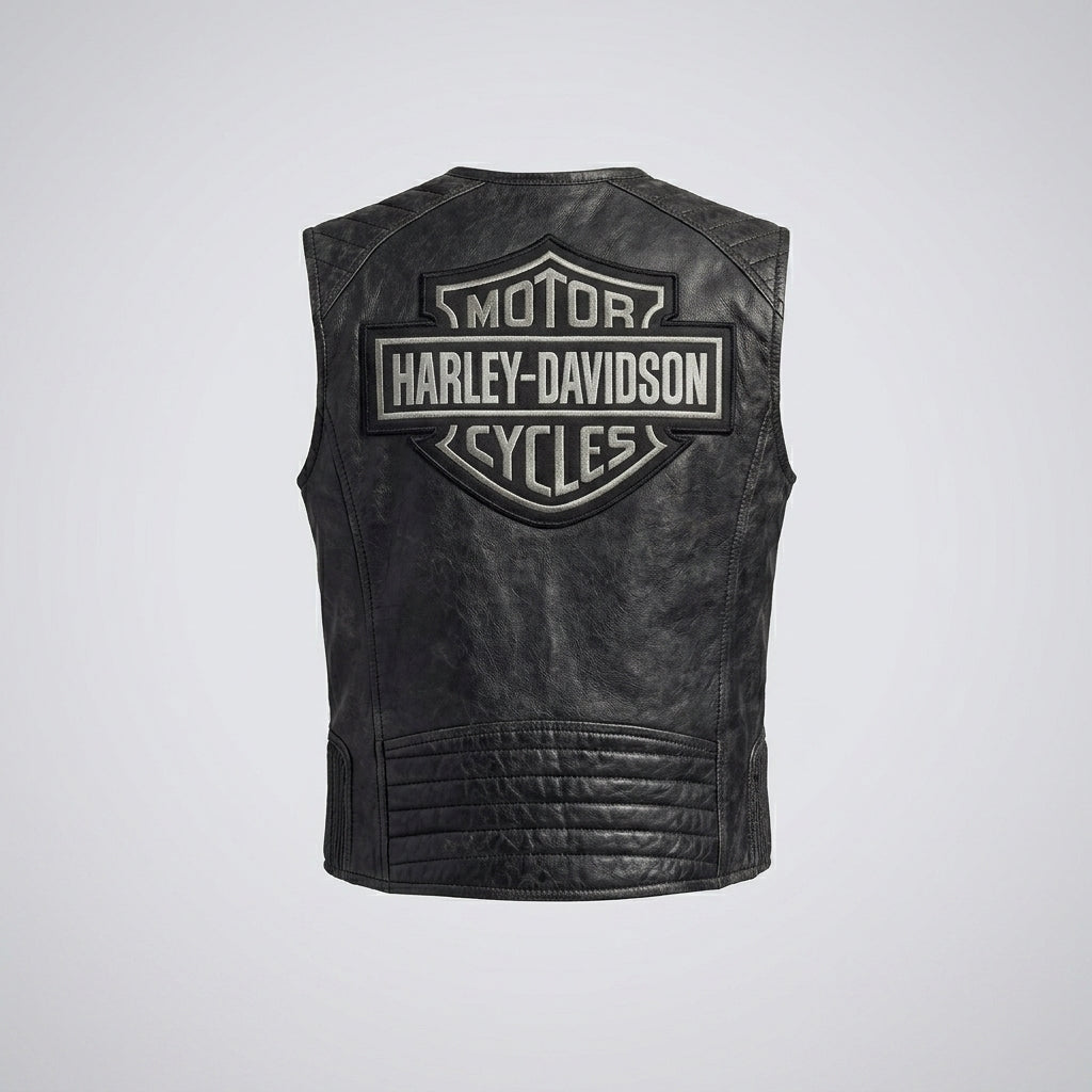 Men’s Passing Link Genuine Leather Vest – Harley-Style Biker Club Cut