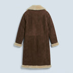 Kolby Brown Suede Shearling Long Coat – Premium Winter Overcoat
