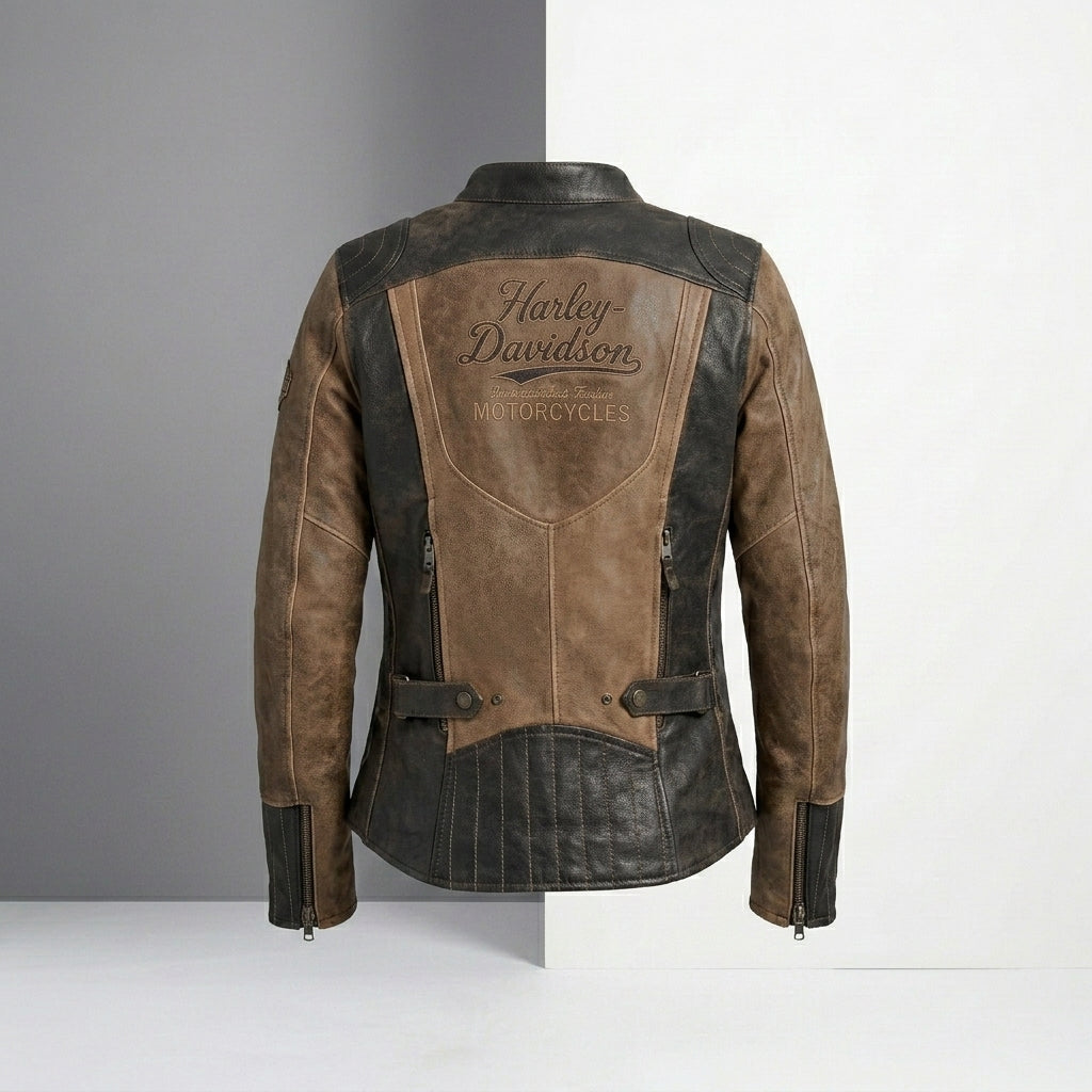 Women’s Gallun Triple Vent Leather Motorcycle Jacket – Harley Style Ride Fit