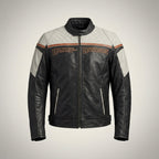 Men’s Classic Leather Biker Jacket – Harley Style Rider Edition