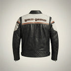 Men’s Classic Leather Biker Jacket – Harley Style Rider Edition