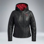 Women’s Scroll Skull Leather Motorcycle Jacket – Harley Style Edition