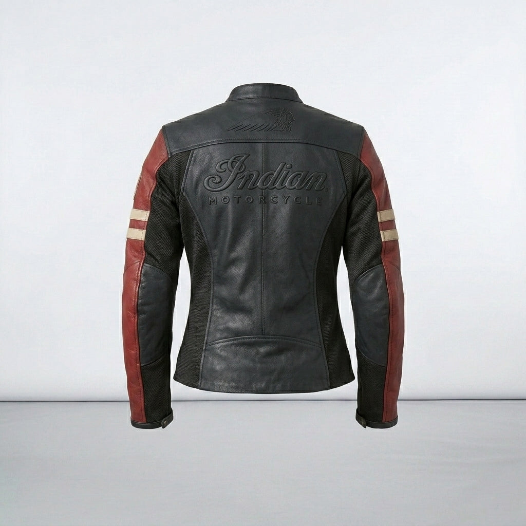 Women’s Racer Leather Motorcycle Jacket – Indian Style Heritage Edition