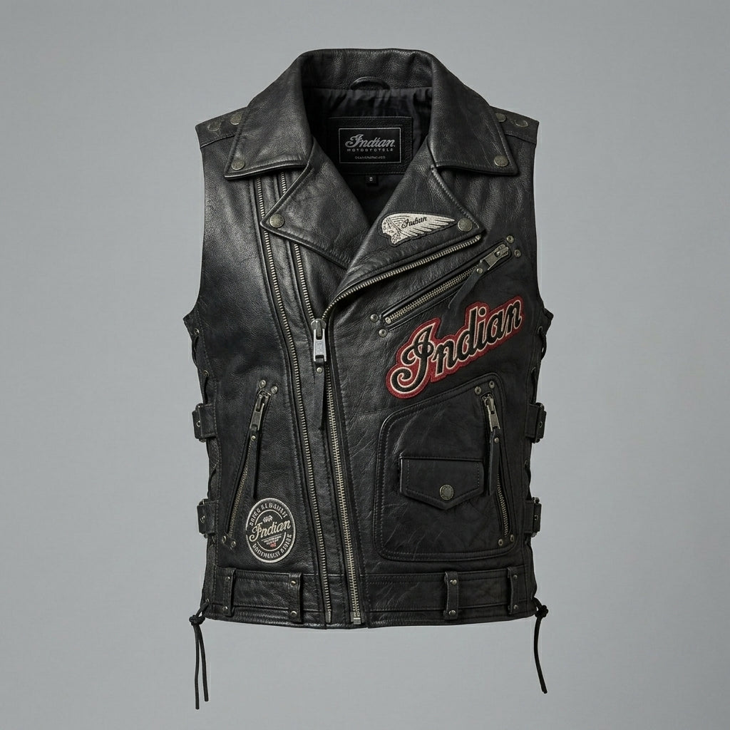 Men’s Western Leather Biker Vest – Heritage Motorcycle Style