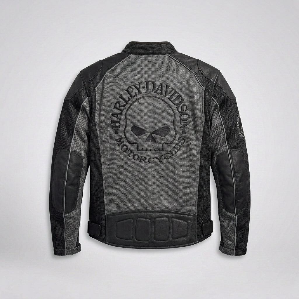 Men’s Willie G Skull Mesh Riding Jacket – Harley Style Breathable Motorcycle Jacket
