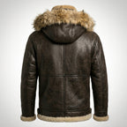 Men’s B-3 Hooded Sheepskin Bomber Leather Jacket – Premium Shearling Flight Coat