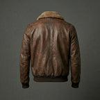 Men’s Chocolate Brown G-1 Leather Bomber Jacket – Classic Flight Aviator Coat