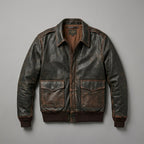 Men’s Brown A2 Aviator Leather Bomber Jacket – Military Pilot Flight Coat