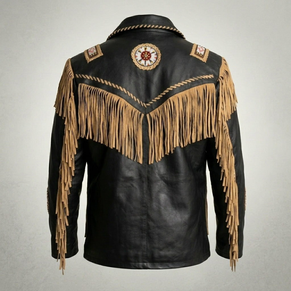 Men’s Black Cowhide Leather Vintage Jacket – Classic Biker Coat