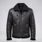 Men’s Black Aviator B3 Shearling Leather Jacket – Premium Flight Bomber Coat