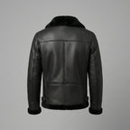 Men’s Black Aviator B3 Shearling Leather Jacket – Premium Flight Bomber Coat